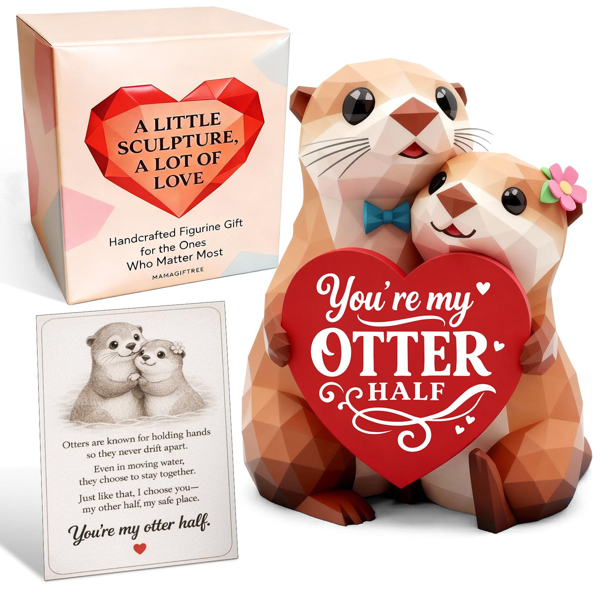 MAMAGIFTREE figurine loutres face vue centrale apportant tendresse décorative
