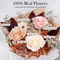 MAMAMIKO bouquet champagne vue frontale élégante comme centre de table décoratif