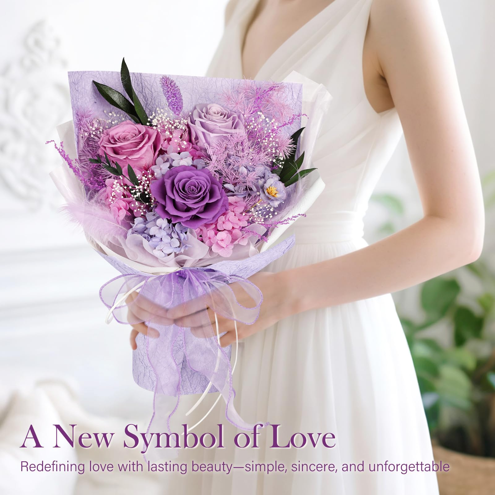 MAMAMIKO comparaison échelle montrant taille réelle du bouquet et vase