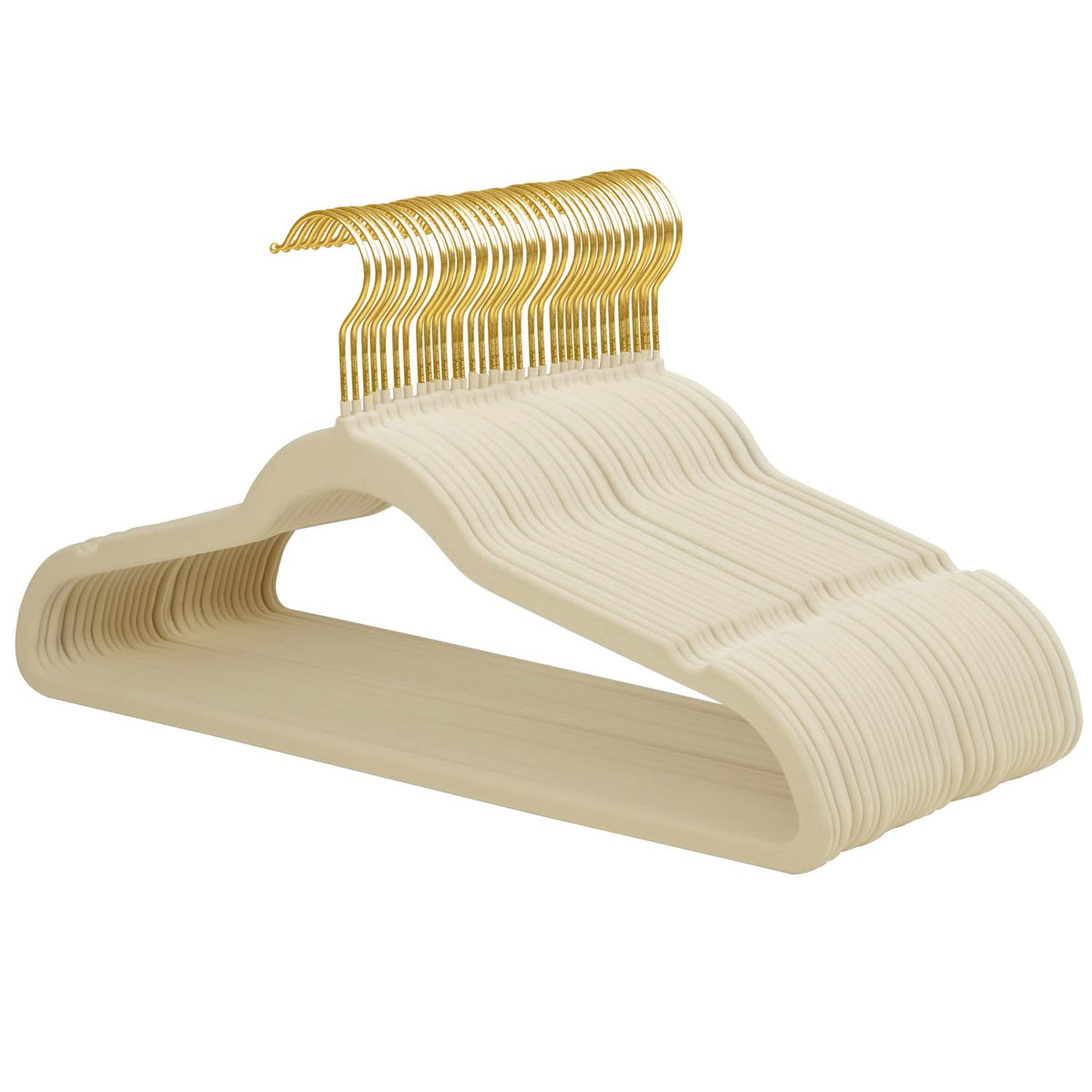 ManGotree cintres velours beige vue frontale maintien antidérapant