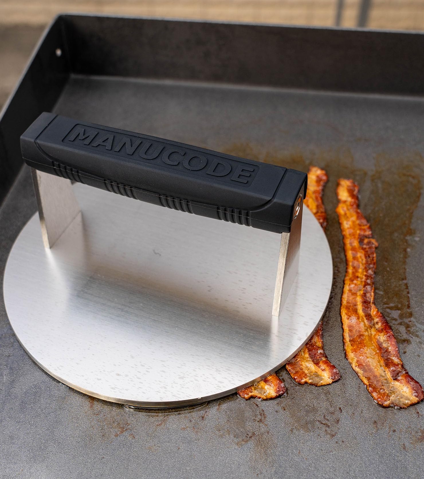 Manucode presse gardant bacon et steak plats pour cuisson uniforme