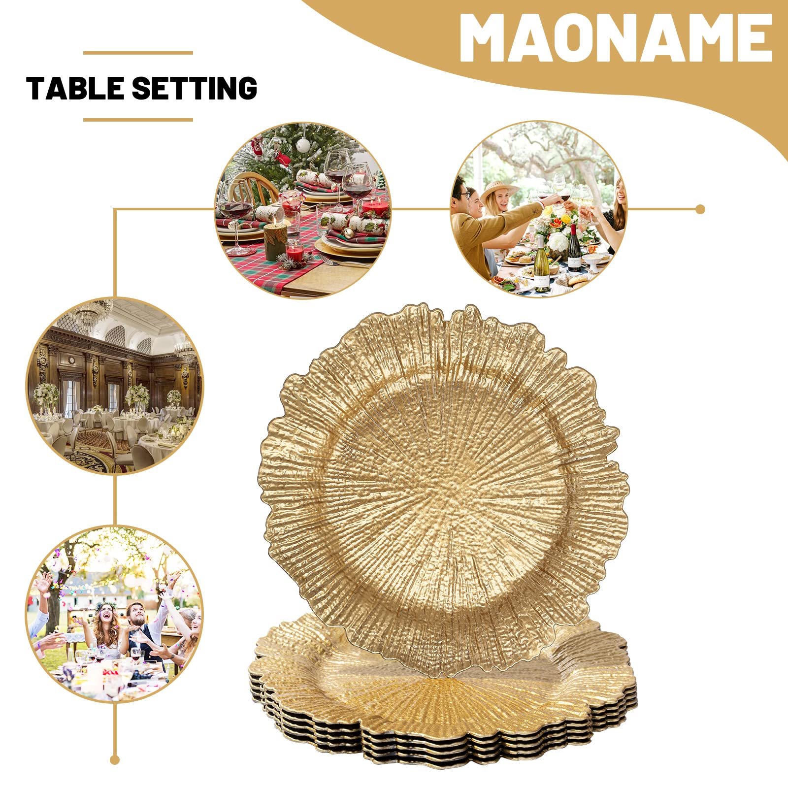 MAONAME reflet doré sous éclairage, crée ambiance festive et raffinée