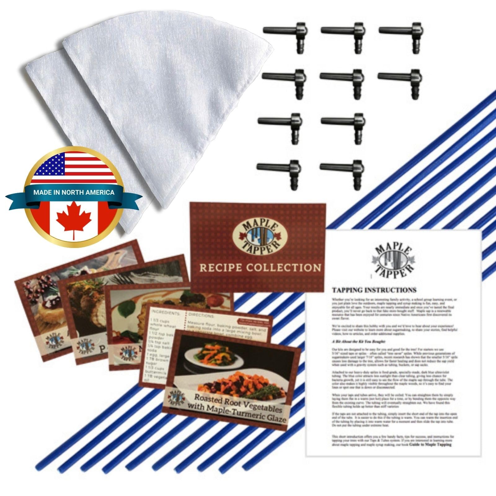 MAPLE TAPPER emballage du kit complet montrant spiles tuyaux et filtres pour démarrage facile