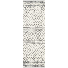 Maples Rugs vue avant du coureur ivoire/gris montrant le motif losange et l'harmonie décorative