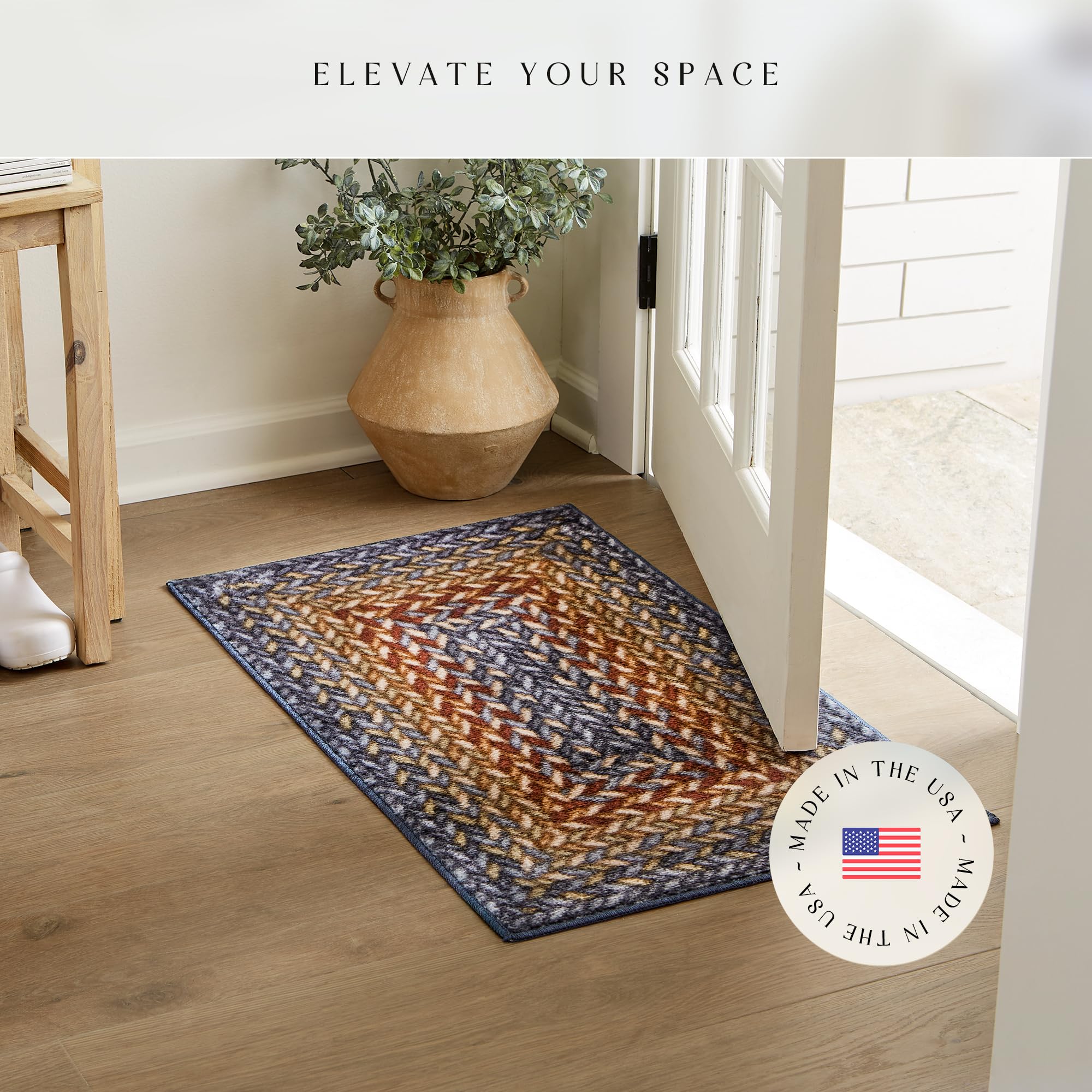 Maples Rugs gros plan du motif imprimé imitant la tresse pour un rendu décoratif précis