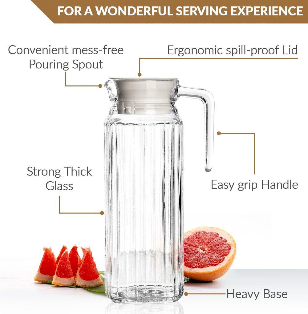 Marbelous carafe avec couvercle détaché montrant ouverture pratique