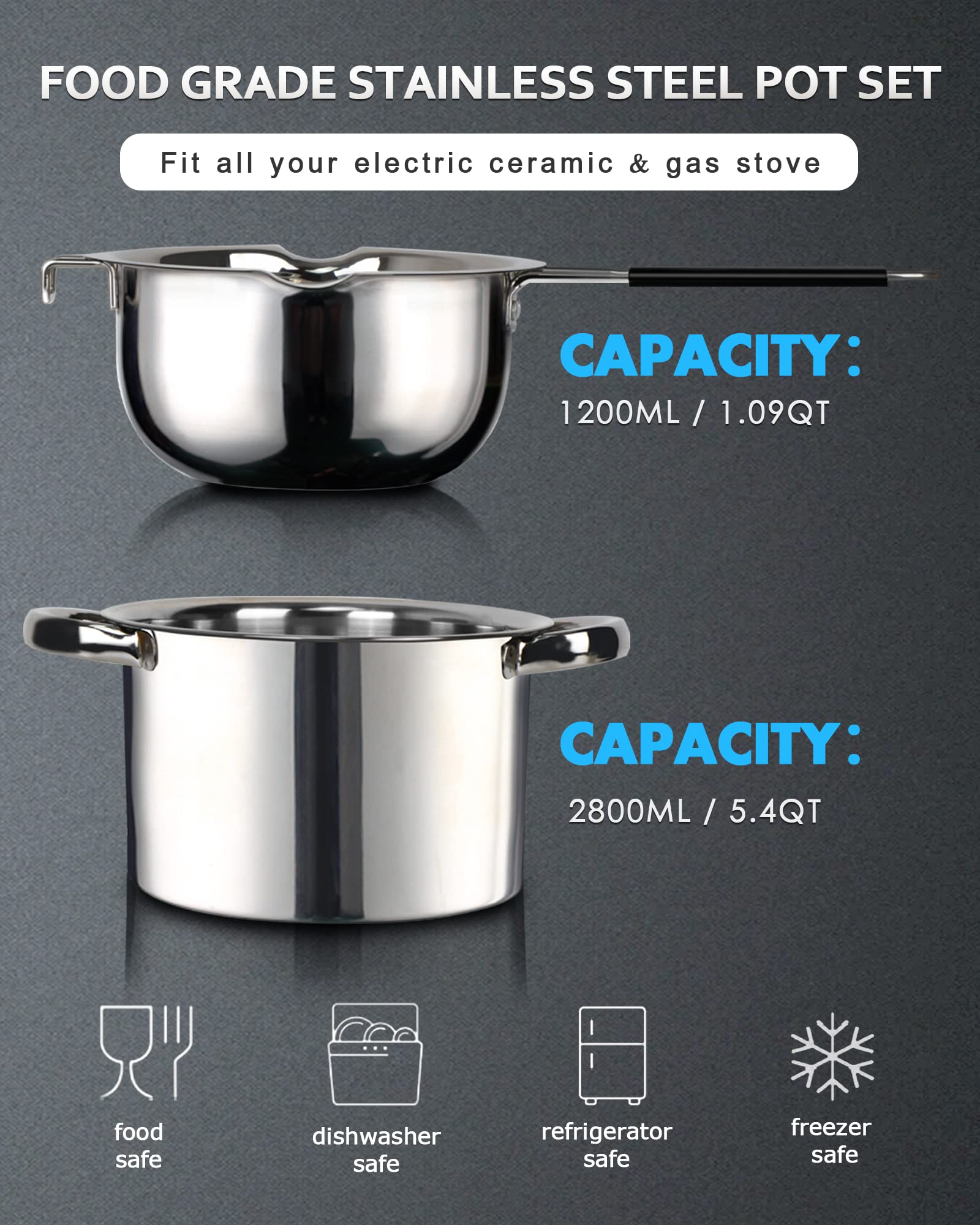 Marsheepy pot intérieur 1200 ml gros plan montrant bord lisse et capacité pratique