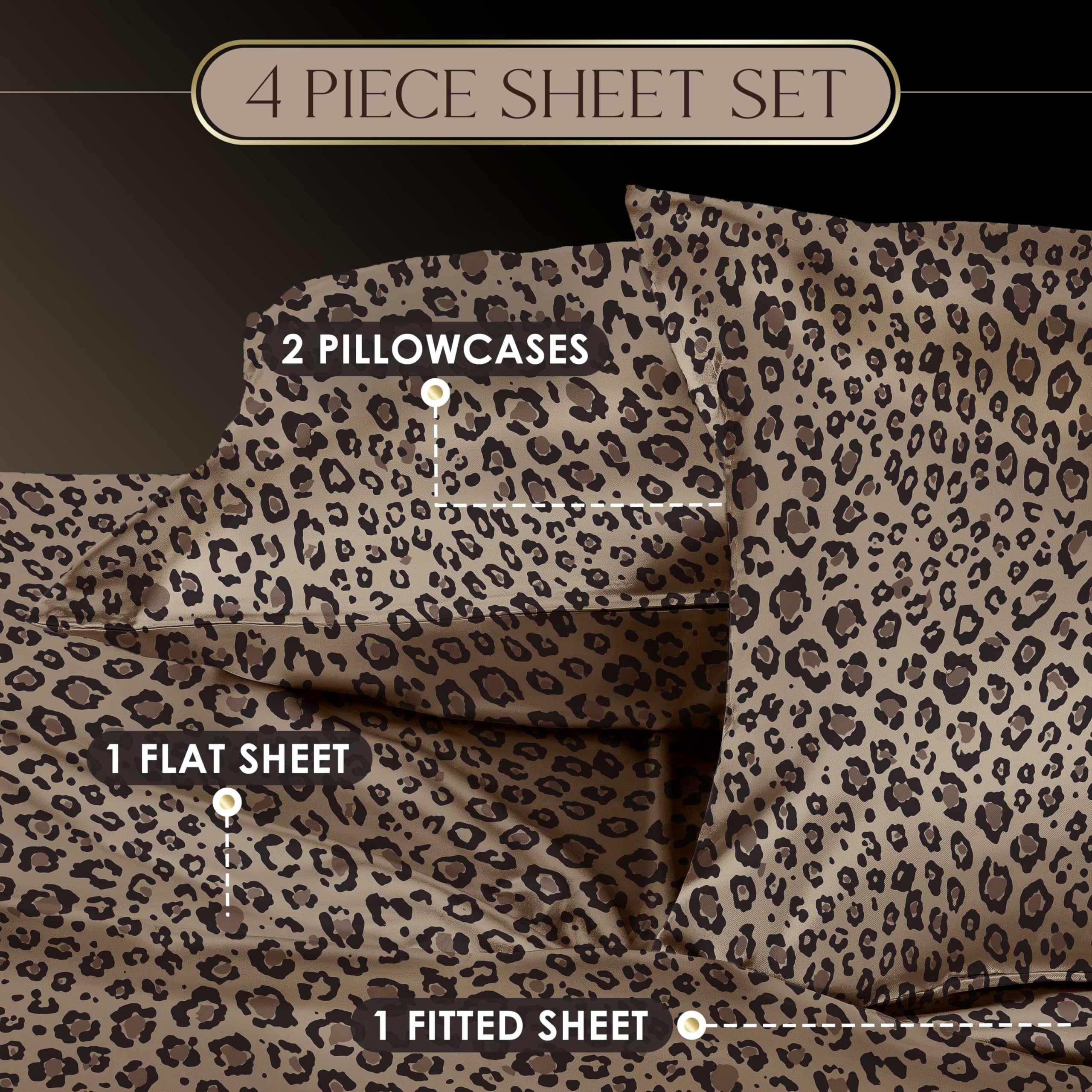 Martex Elegance lit dressé avec draps léopard, apporte une chambre élégante
