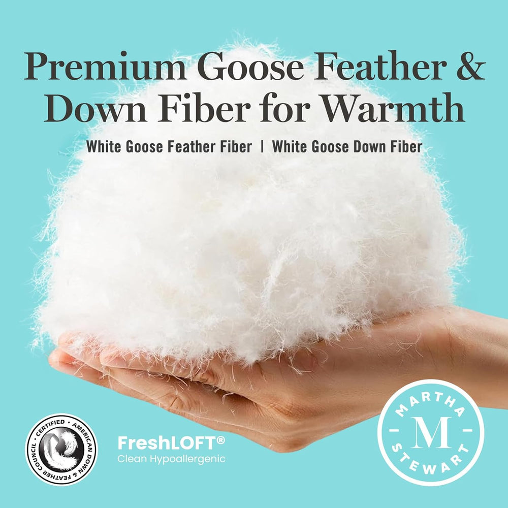 Martha Stewart garnissage plume et duvet gros plan pour gonflant naturel