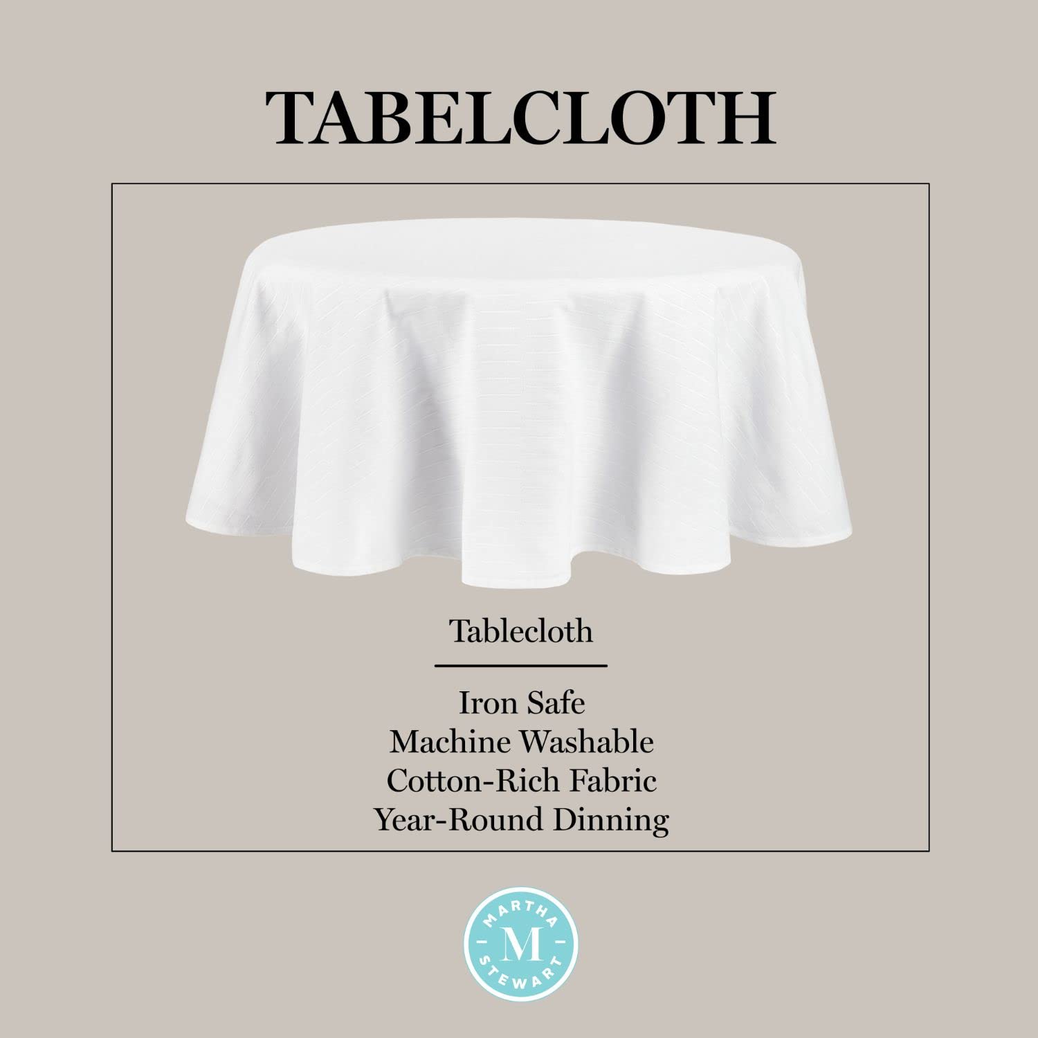 Martha Stewart présentation taille 70 pouces, montre l'échelle sur table ronde