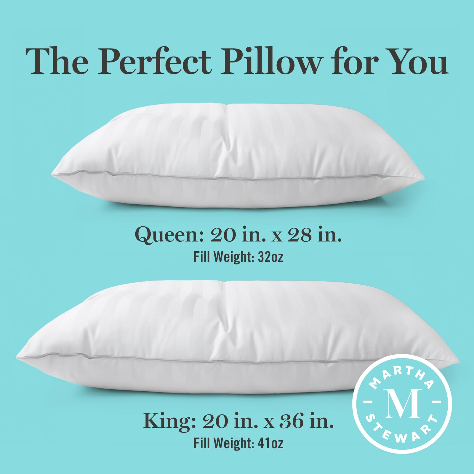 Martha Stewart comparaison tailles Queen 20x28 et 20x36 pour choix