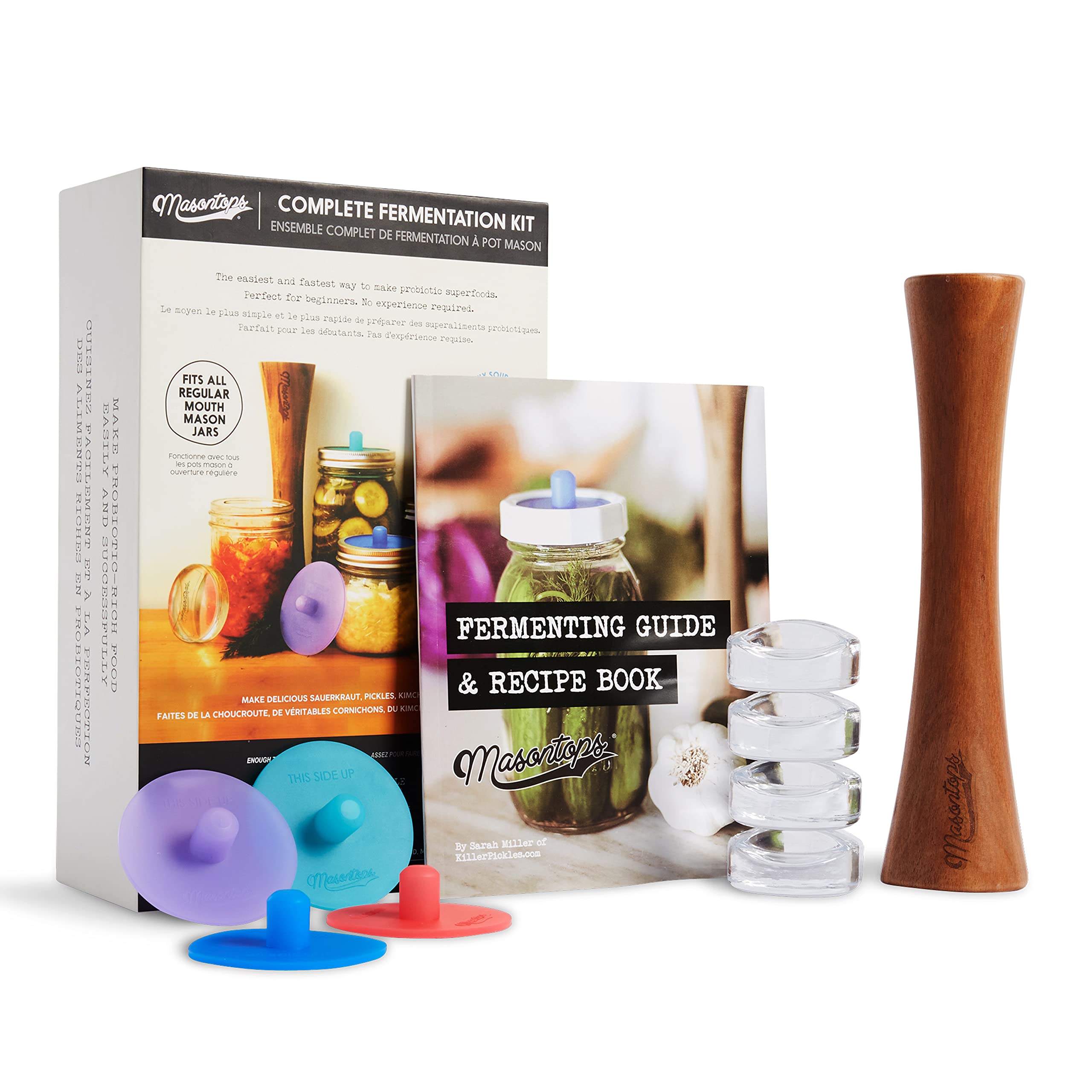 Masontops ensemble complet face montrant composants et rangement pratique