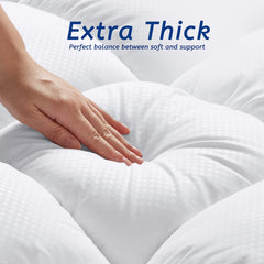 MATBEBY surmatelas installé sur lit full montrant maintien et confort