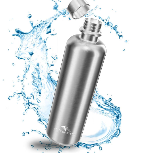 MATE OF STEEL bouteille argent face visible compatibilité SodaStream