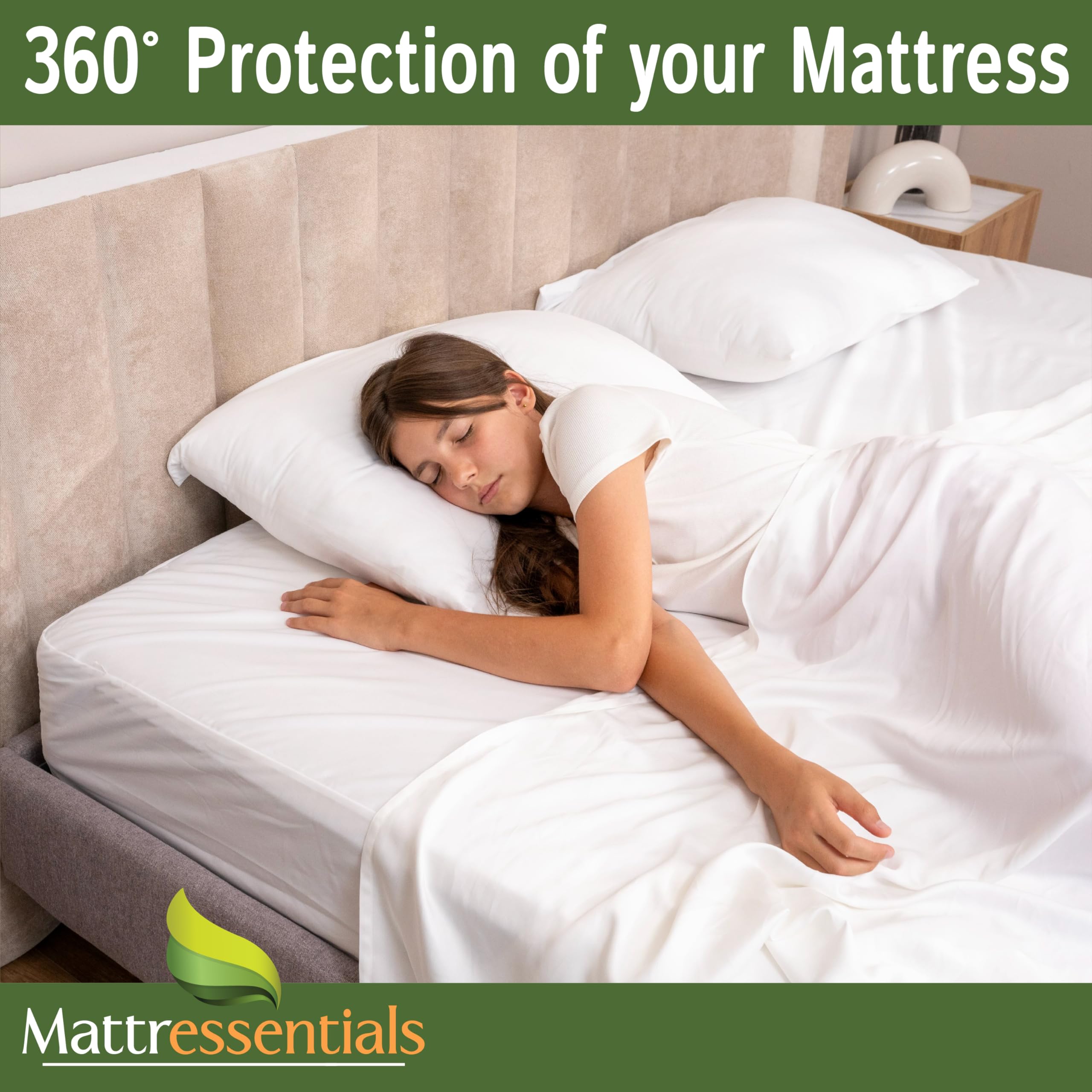 Mattressentials scène chambre montre protection discrète et hygiène