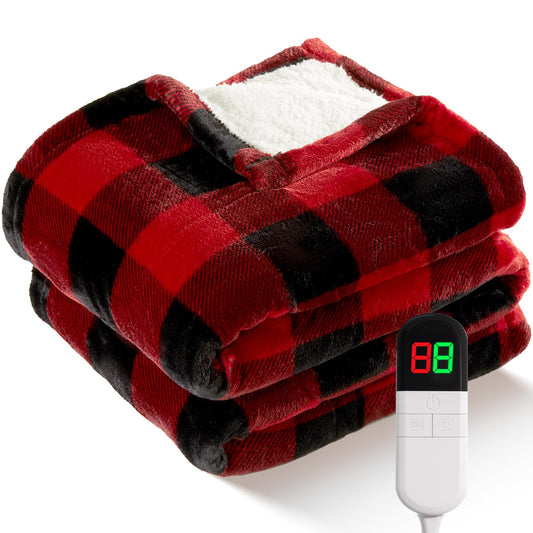 MAXEVE plaid chauffant face avant à carreaux Buffalo, chaleureux et décoratif