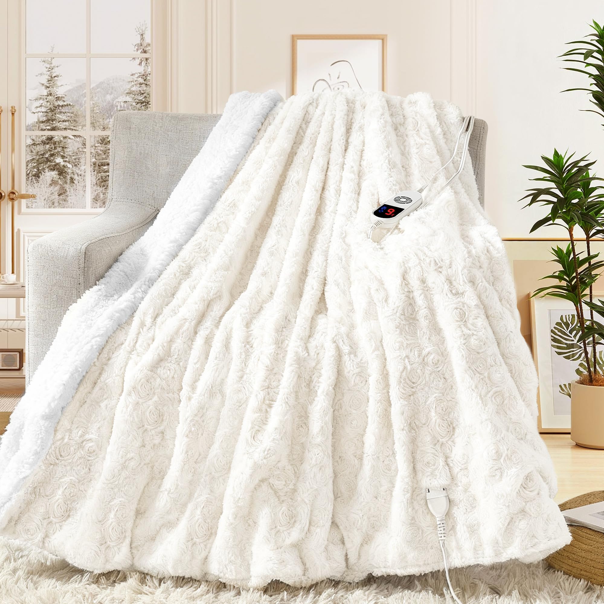 MAXEVE plaid chauffant face avant montrant motif et confort instantané
