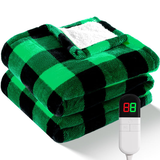 MAXEVE plaid chauffant face avant montrant motif buffalo plaid et chaleur confortable