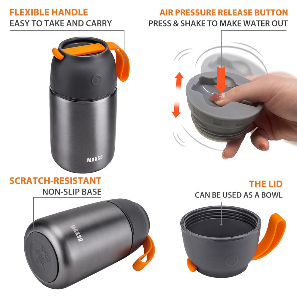 MAXSO comparaison 17 oz et 24 oz illustrant les tailles pour portions enfant et adulte