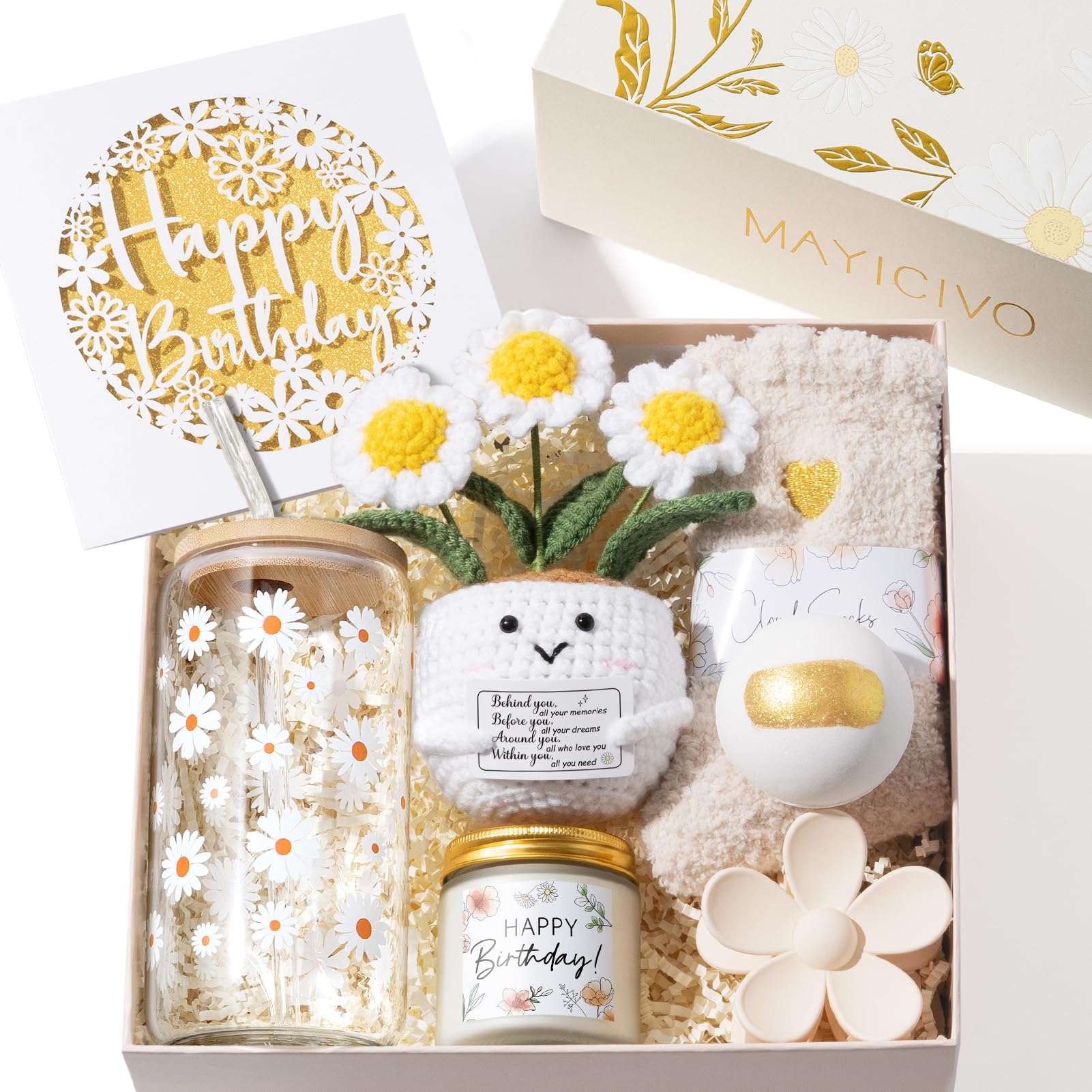 MAYICIVO boîte cadeau élégante avec motif marguerite offrant une présentation luxueuse