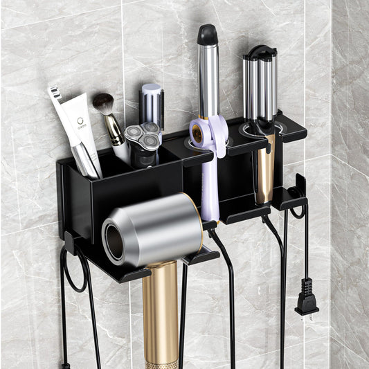 MAYZOLOP support sèche-cheveux face montrant rangement compact et gain d'espace