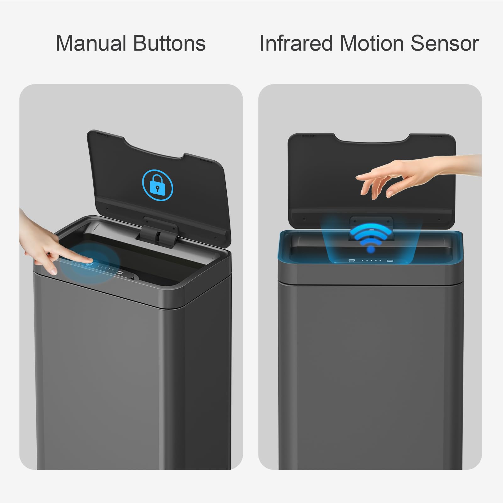 Mbillion couvercle ouvert montrant le capteur pour usage sans contact