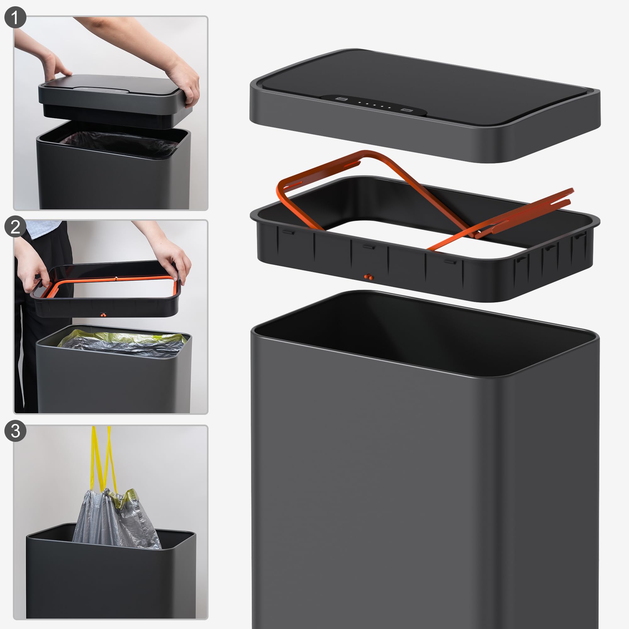 Mbillion intérieur avec sac illustrant capacité de 15,3 Gallon