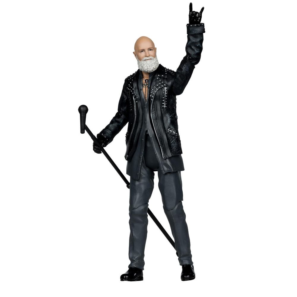 McFarlane Toys figurine Rob Halford vue avant pour exposition fidèle