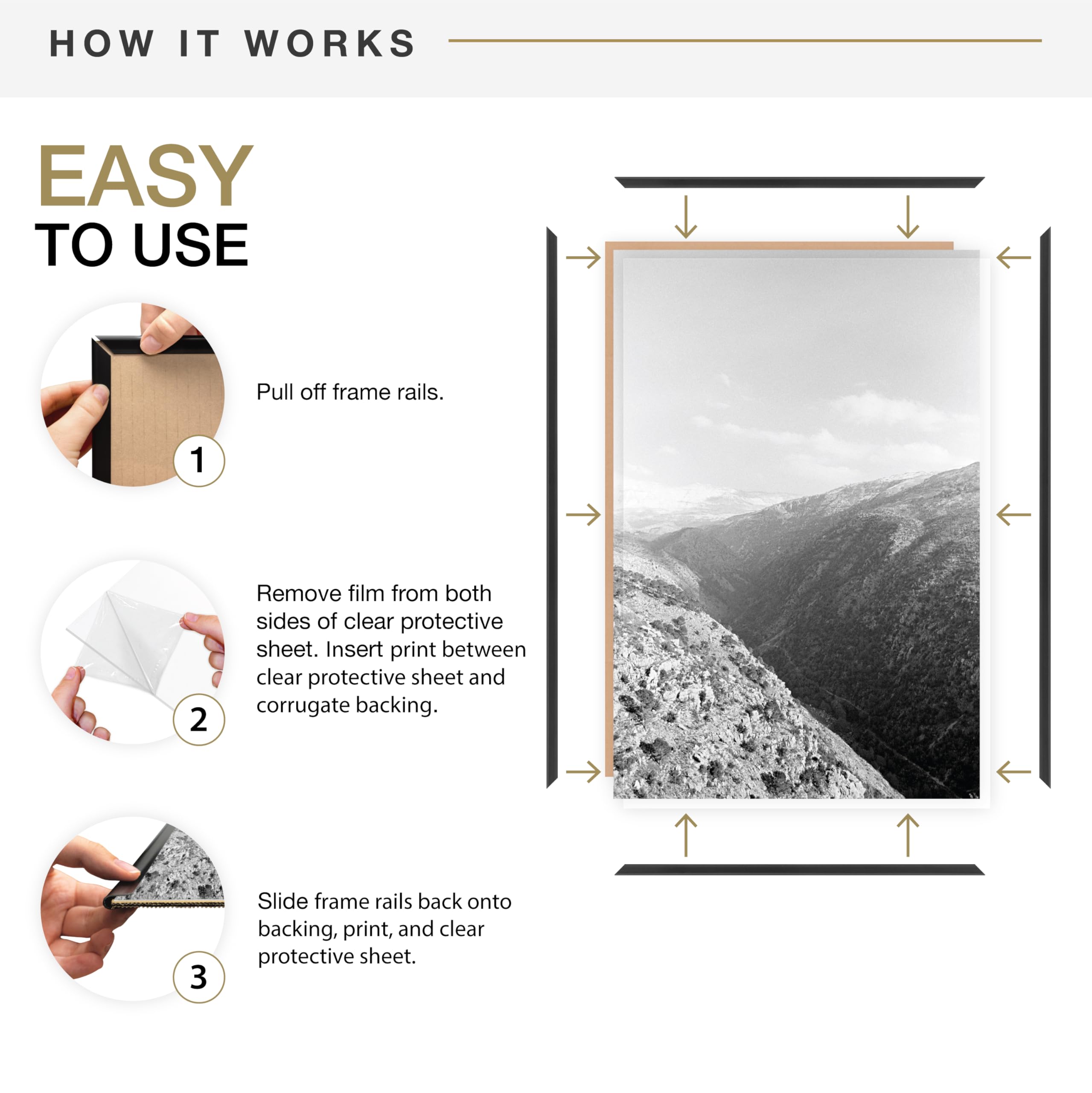 MCS cadre posé à côté d'une main pour comparaison d'échelle et facilité d'installation