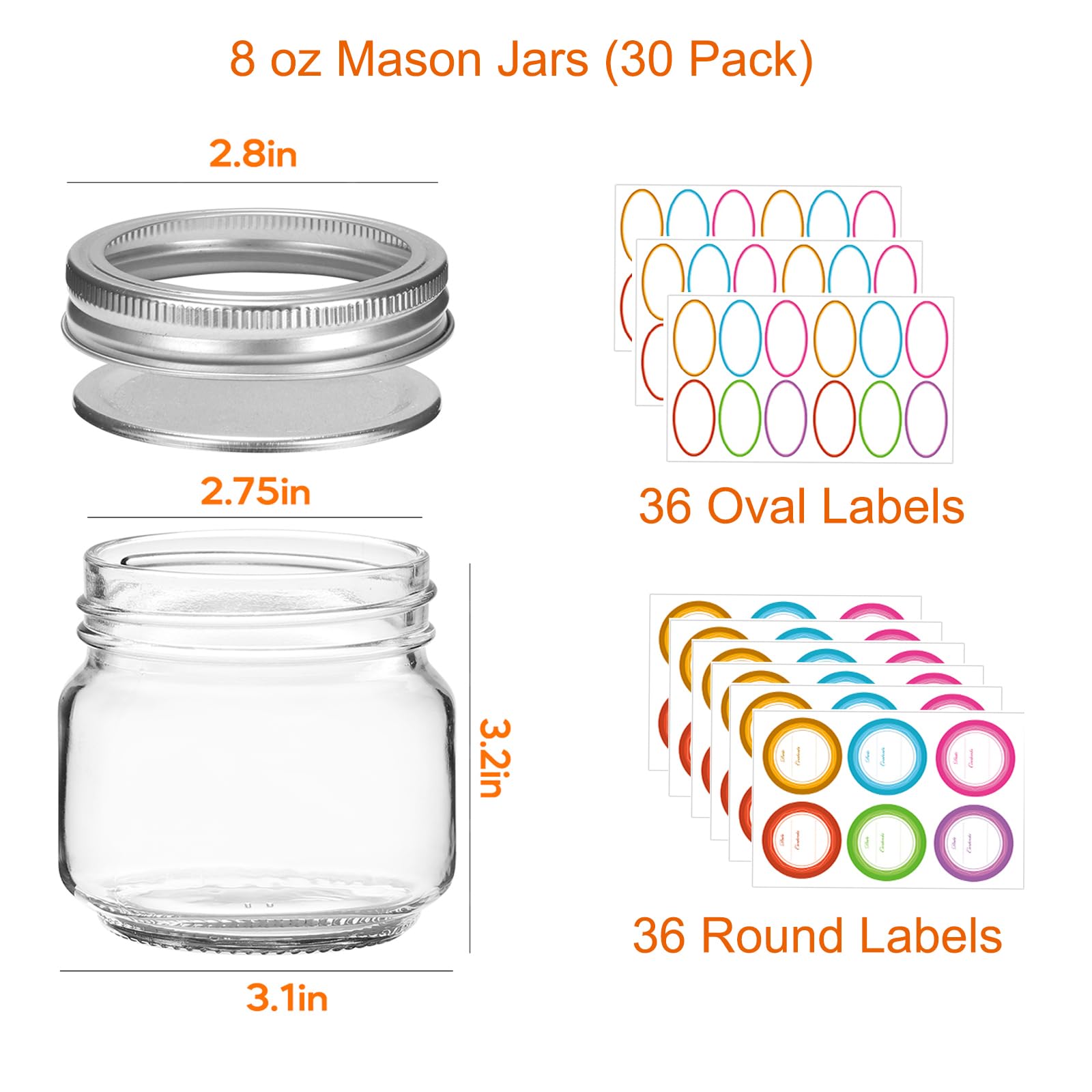 Mcupper ensemble 30 bocaux illustrant quantité et rangement efficace