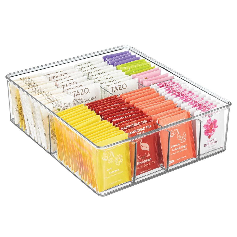 mDesign bac avant transparent montrant alignement sachets et accès facile