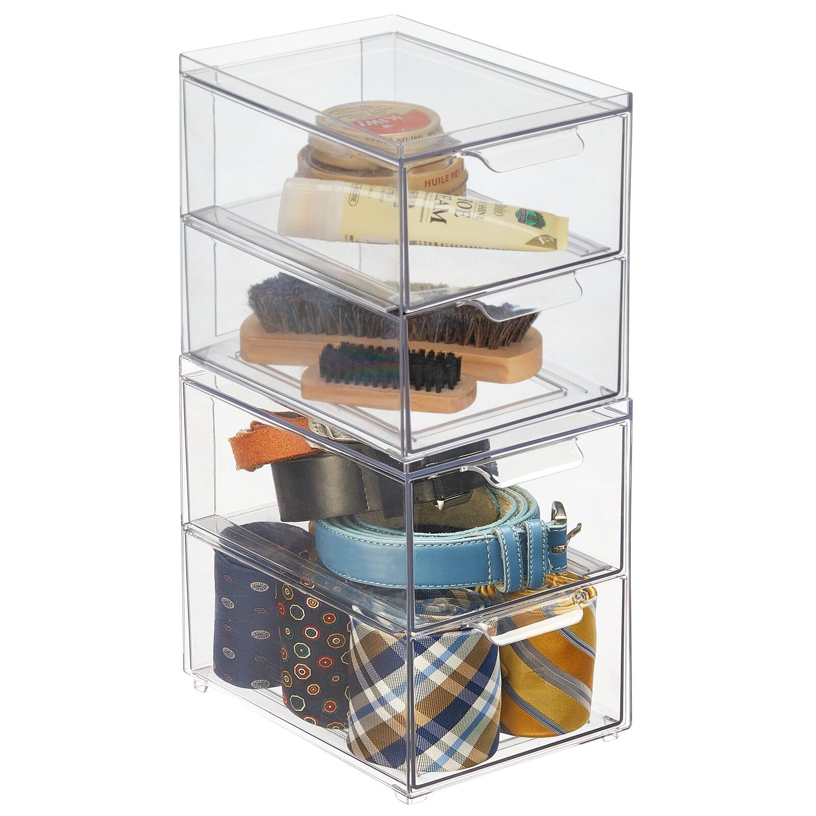 mDesign boîte à 2 tiroirs vue avant pour organisation facile