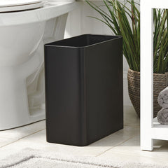 mDesign corbeille gros plan finition acier noir durable et facile à nettoyer