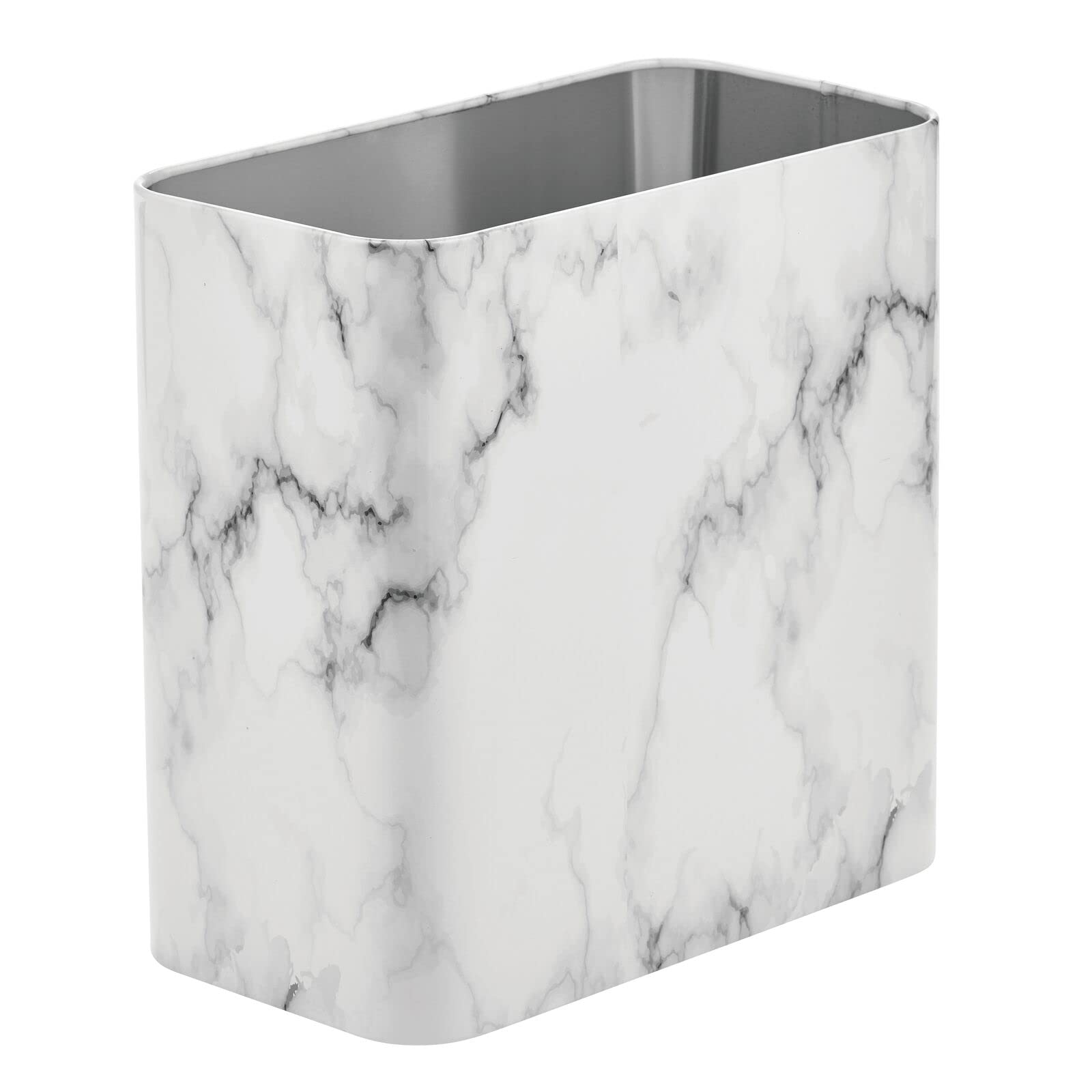 mDesign corbeille face avant marbre, élégance compacte