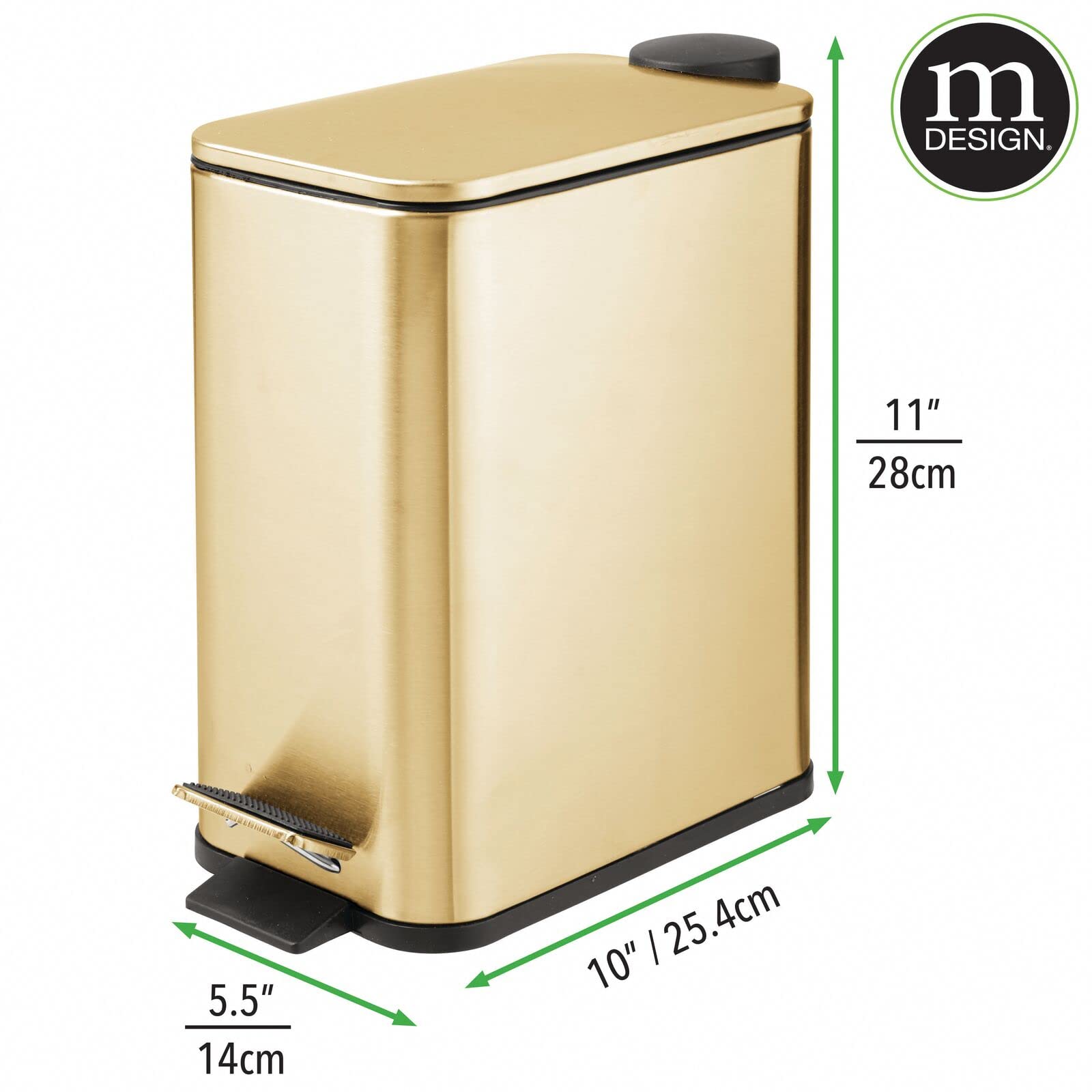 mDesign poubelle détail pédale, ouverture hygiénique sans mains