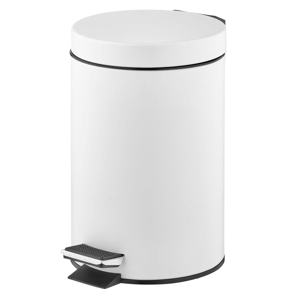 mDesign poubelle face avant blanche, design compact pour gain de place