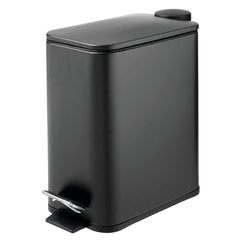 mDesign poubelle face avant noire compacte, gain d'espace immédiat