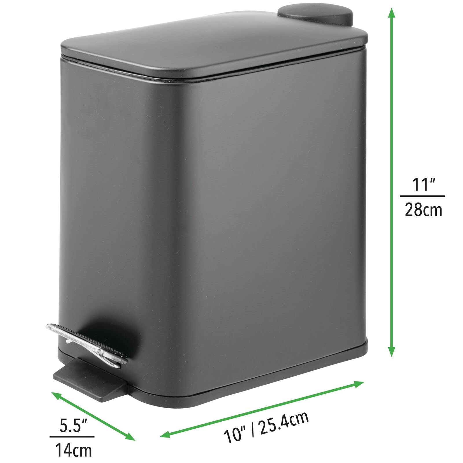 mDesign poubelle détail pédale robuste pour ouverture mains libres