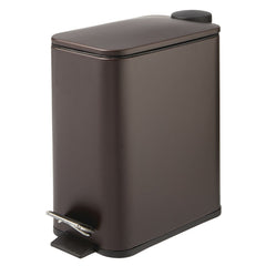 mDesign vue avant de la poubelle rectangulaire bronze, gain de place