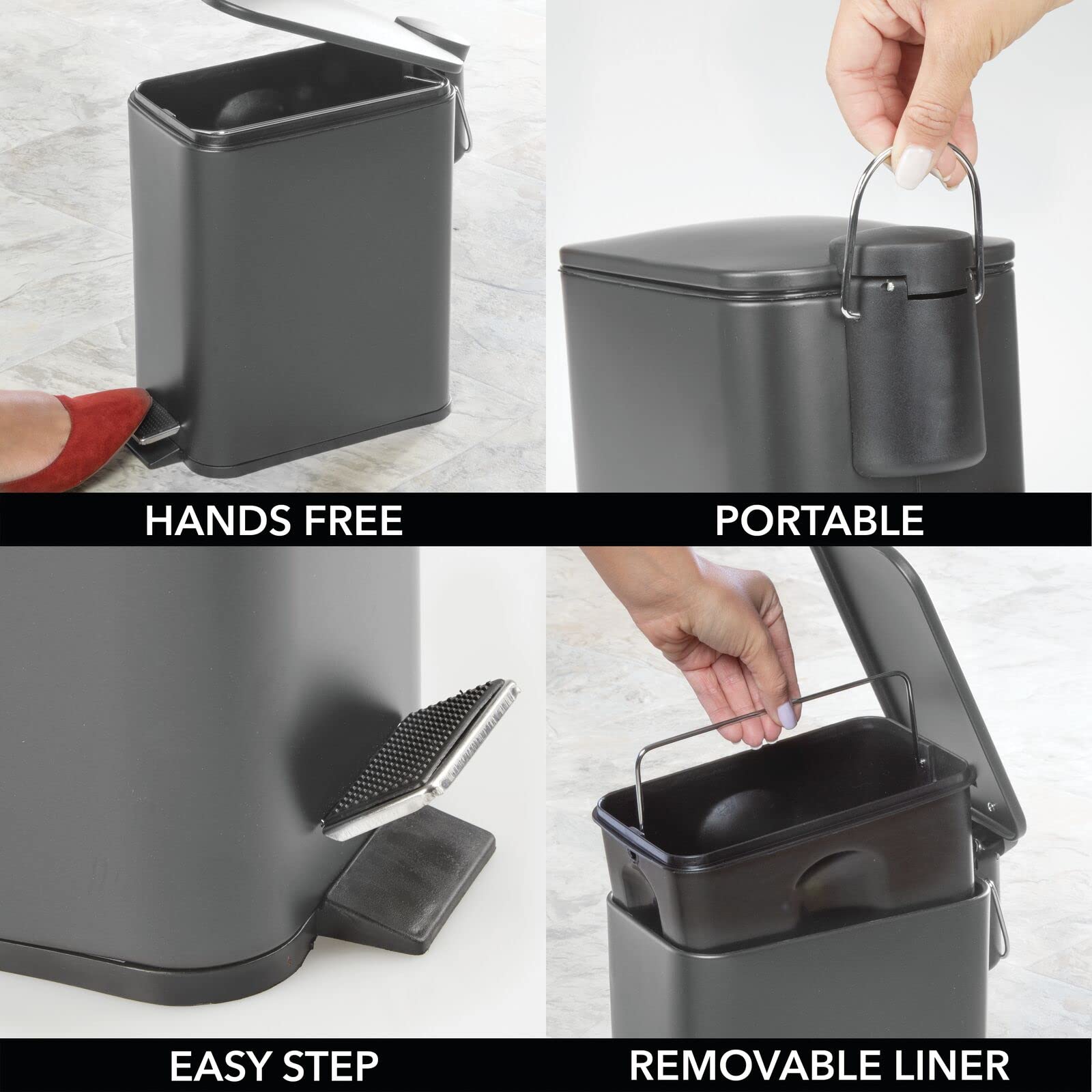 mDesign poubelle seau intérieur amovible pour vidange propre et facile