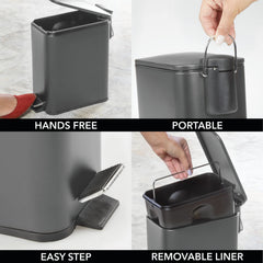 mDesign poubelle seau intérieur amovible pour vidange propre et facile