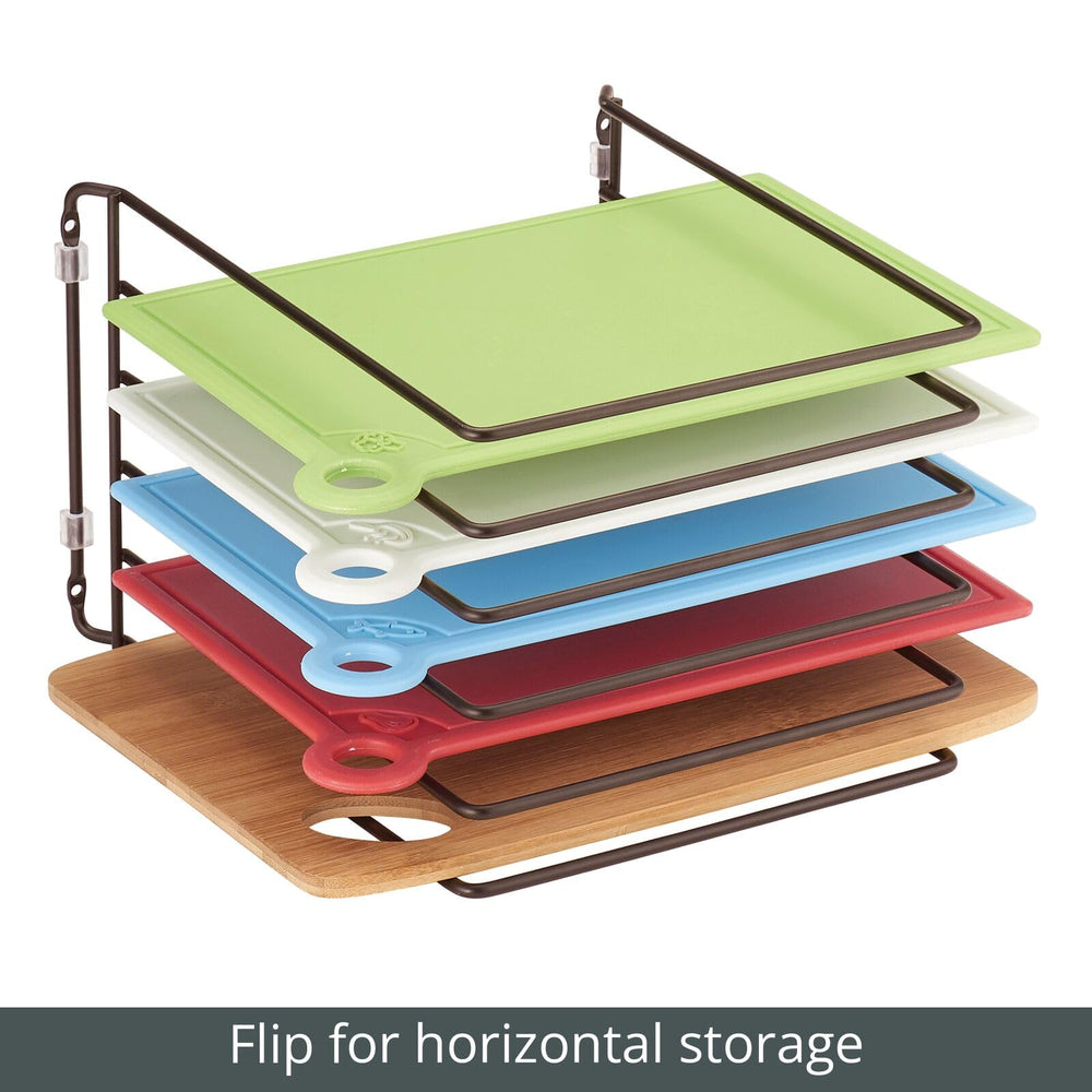 mDesign support rempli de casseroles, couvercles et plaques, rangement clair
