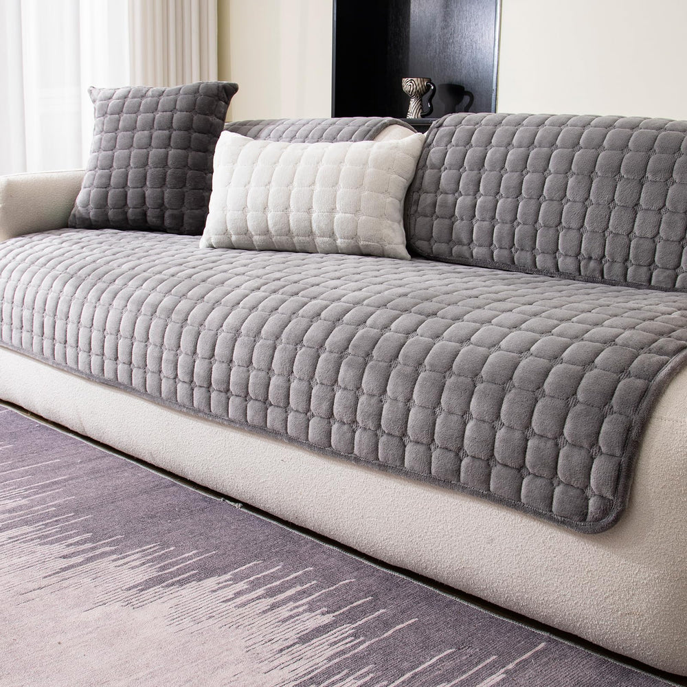 MDSASFD housse canapé vue avant protégeant assise et accoudoirs, design élégant