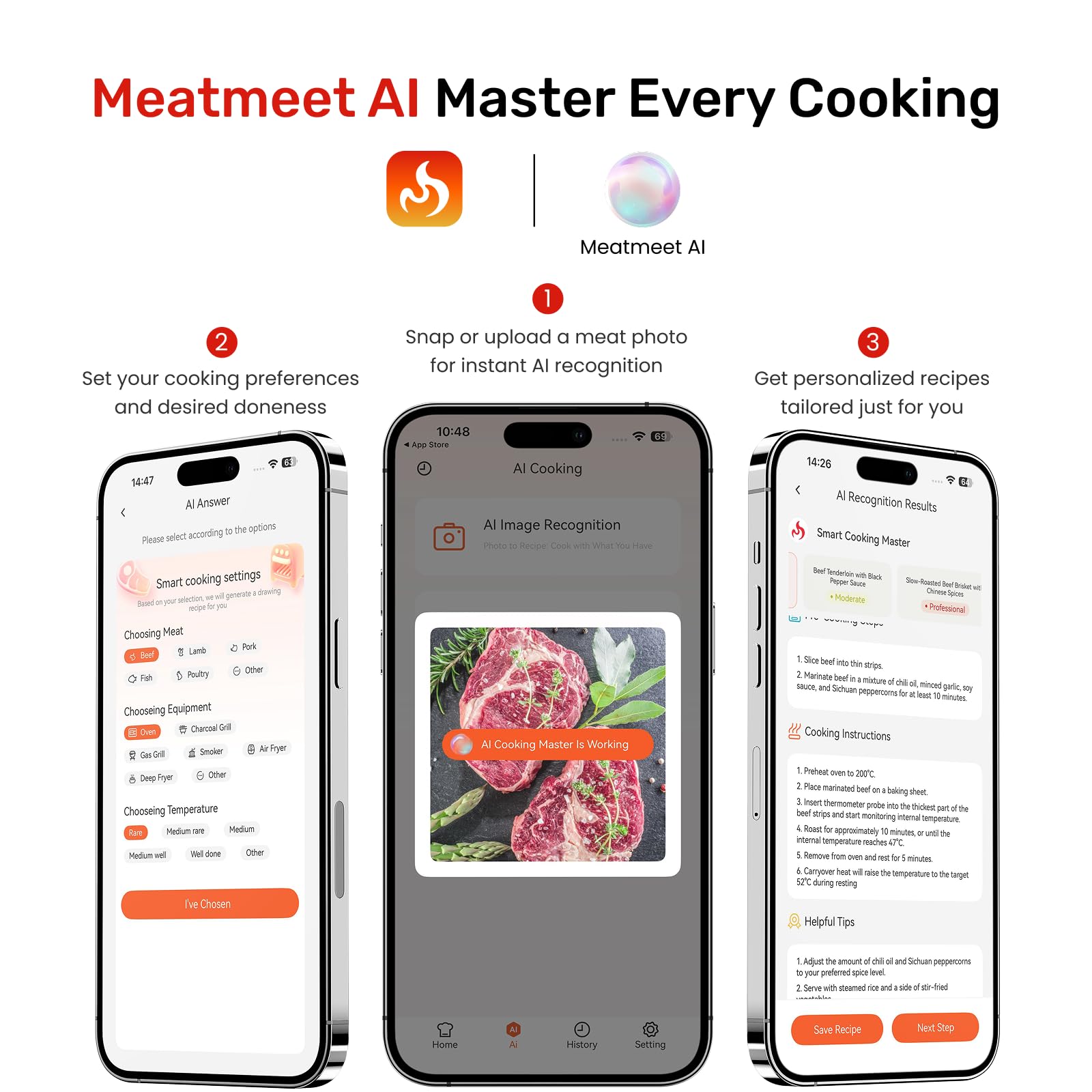 Meatmeet étiquette zoom informations indiquant résistante haute température