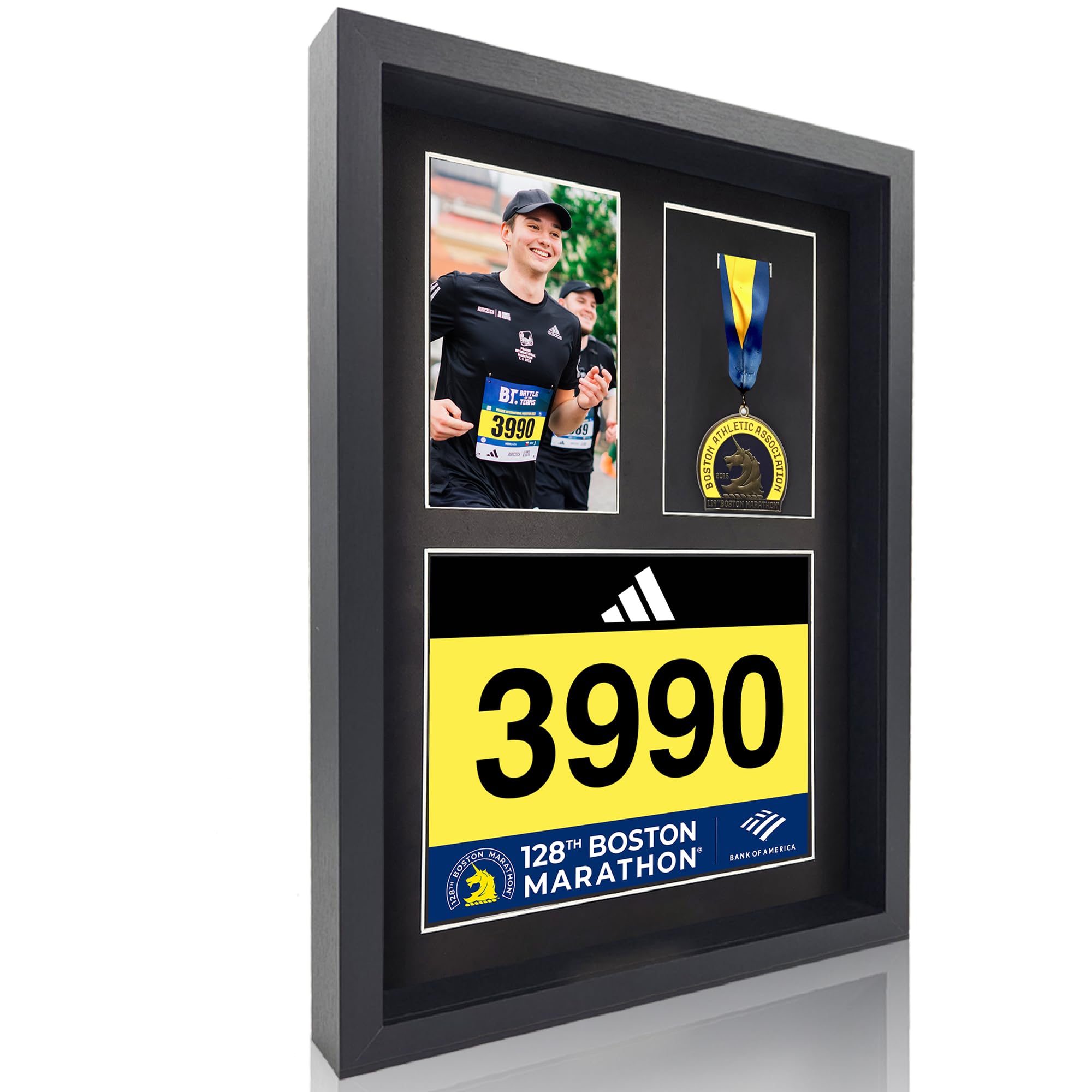 MedalAwardsRack face avant du cadre montrant médailles et dossard, protection durable
