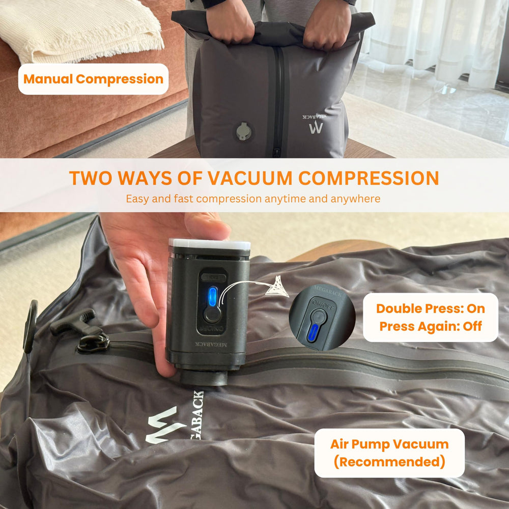 MEGABACK sac utilisé sur un sac à dos illustrant adaptabilité en randonnée