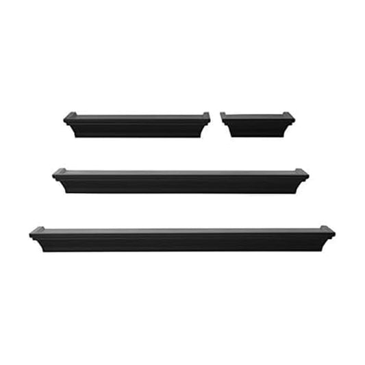MELANNCO vue de face lot de 4 étagères noires, design moderne et gain de place
