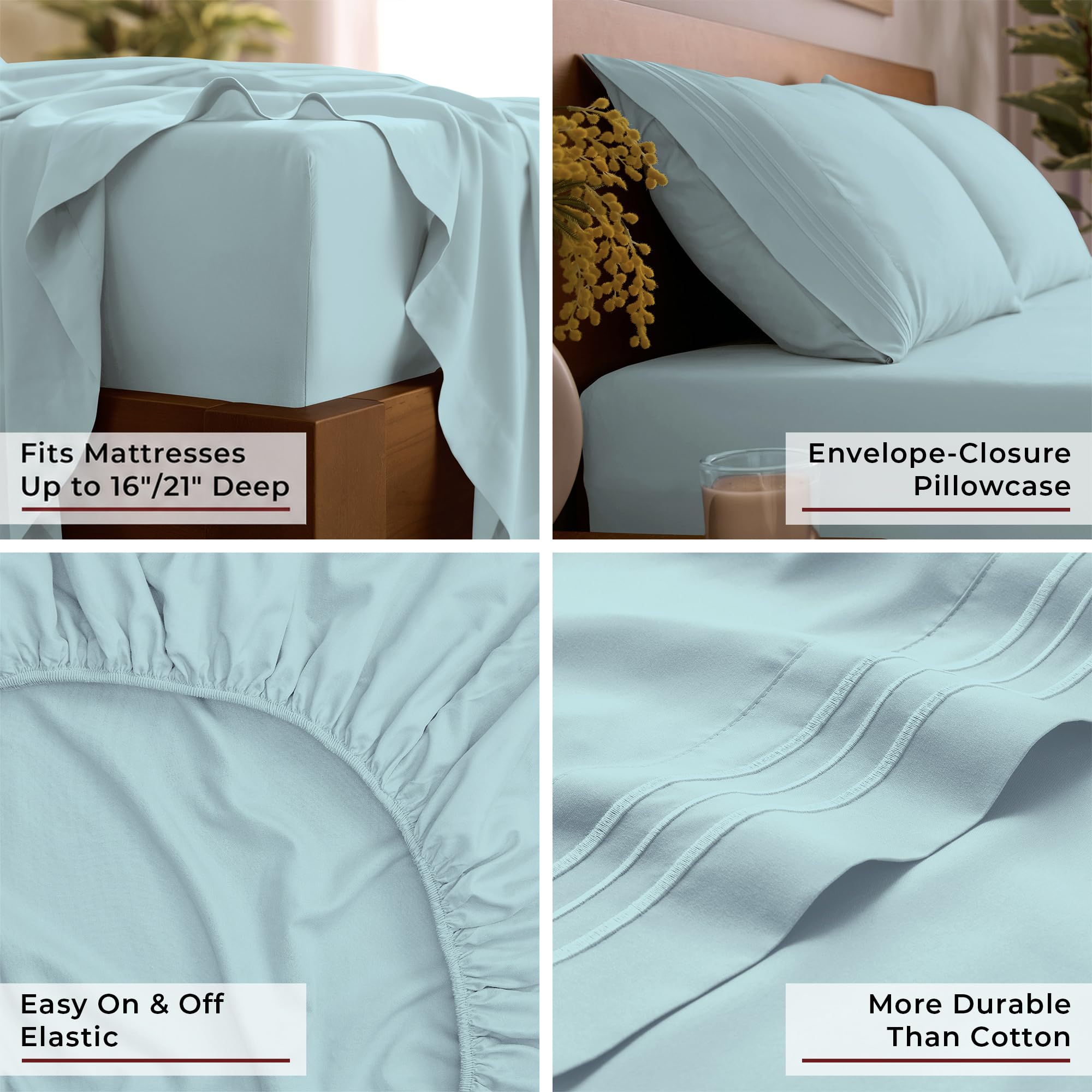 Comparaison échelle matelas Queen avec drap-housse Mellanni, ajustement précis