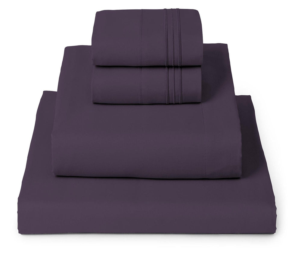 Mellanni vue frontale du packaging parure violet montrant finition et couleur