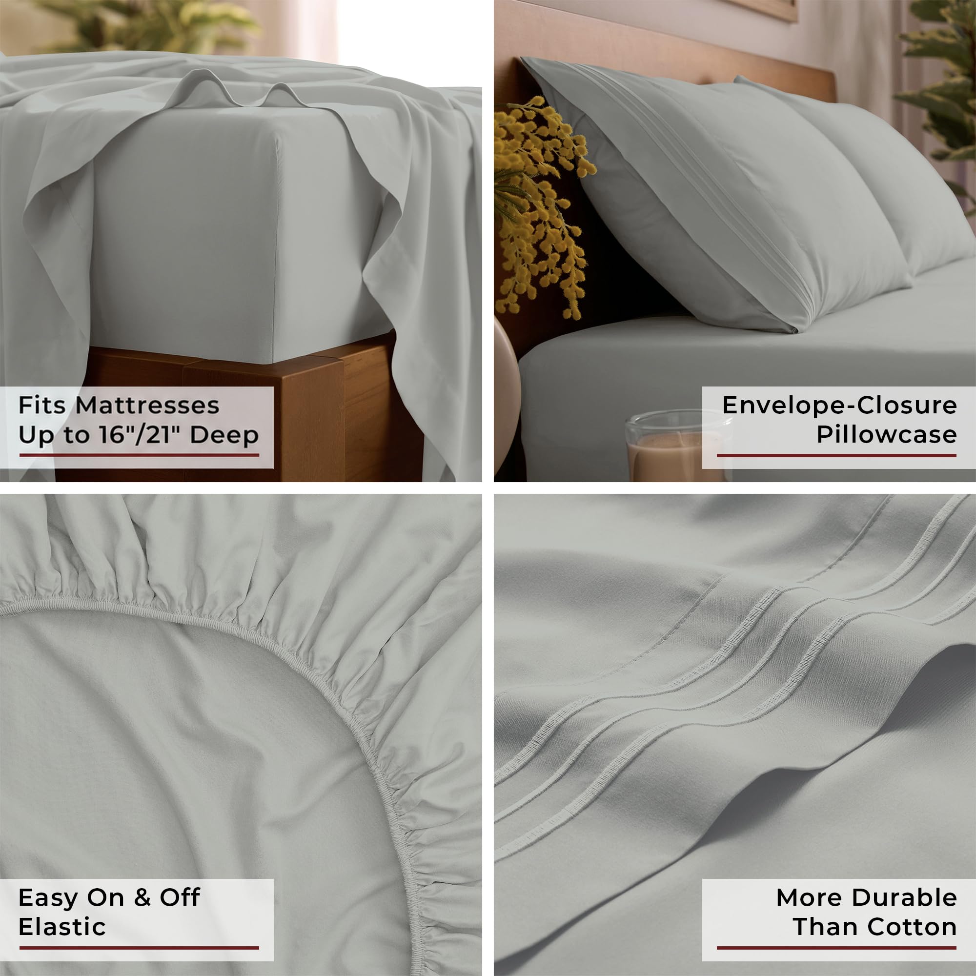 Mellanni draps installés dans chambre style spa, atmosphère relaxante